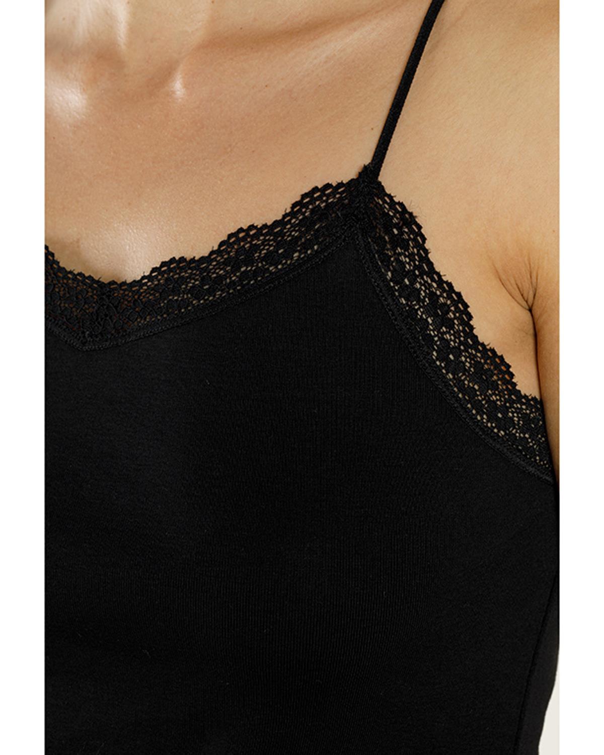 Basic Cotton İnce Asklılı Потник Жена Памук S Черен