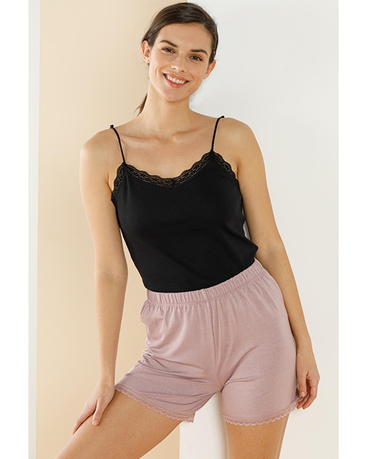 Basic Cotton İnce Asklılı Потник Жена Памук S Черен