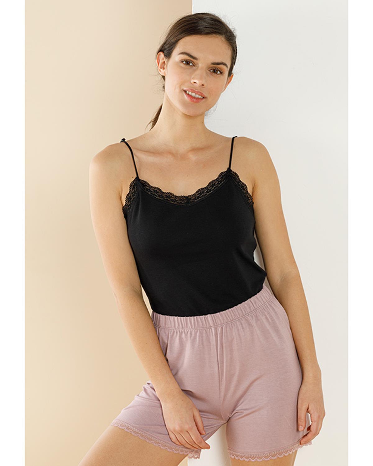 Basic Cotton İnce Asklılı Потник Жена Памук S Черен