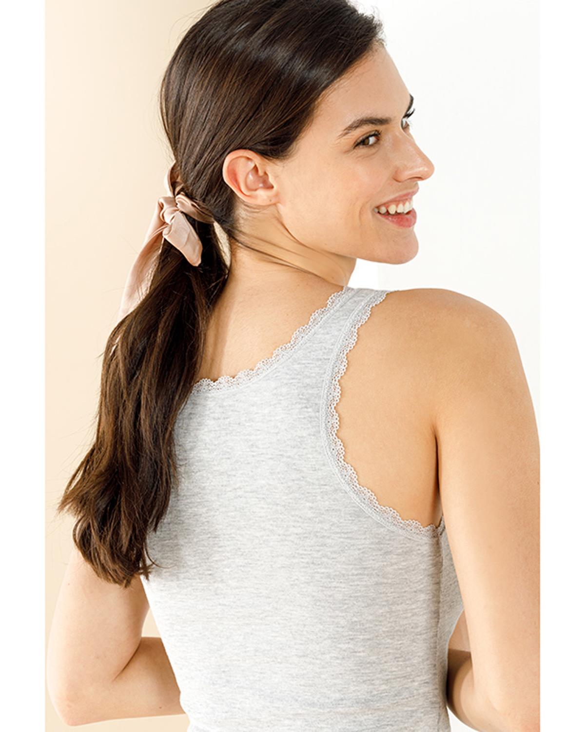 Basic Cotton Kalın Askılı Потник Жена Памучен полиестер M Сив