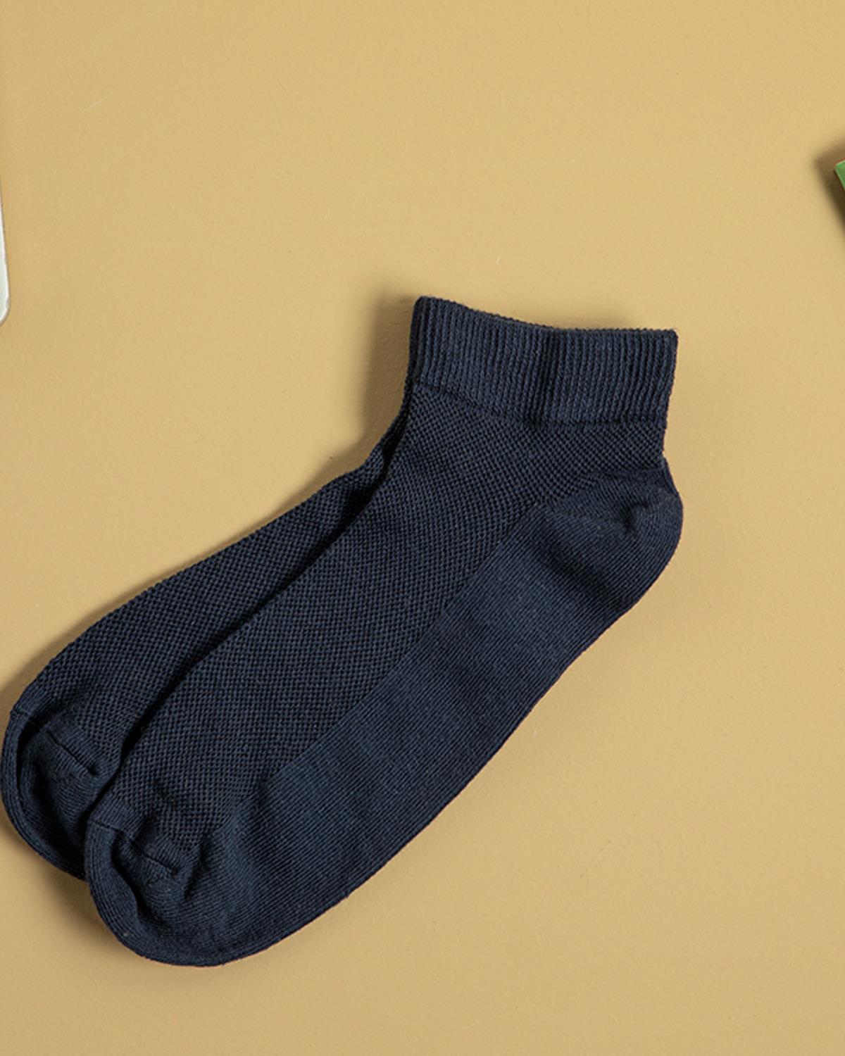 Basic Texture Чорапи До Глезена Мъжки, Памучен, Тъмно Синьо, 40-44