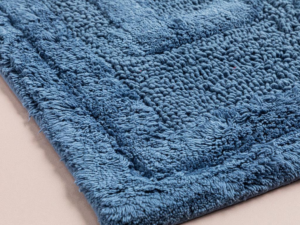 Bath Постелка За Баня Памучен 60x90 см Светлосин