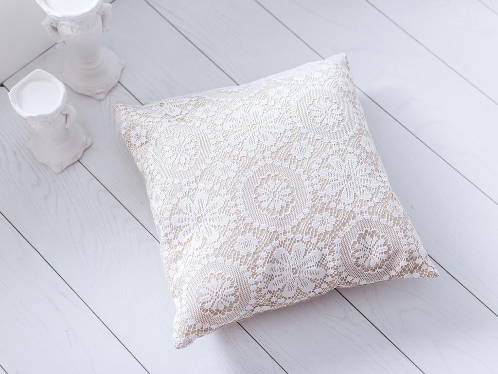 Berta ВЪЗГЛАВНИЦА Декоративно С дантела 45x45 cm Beige