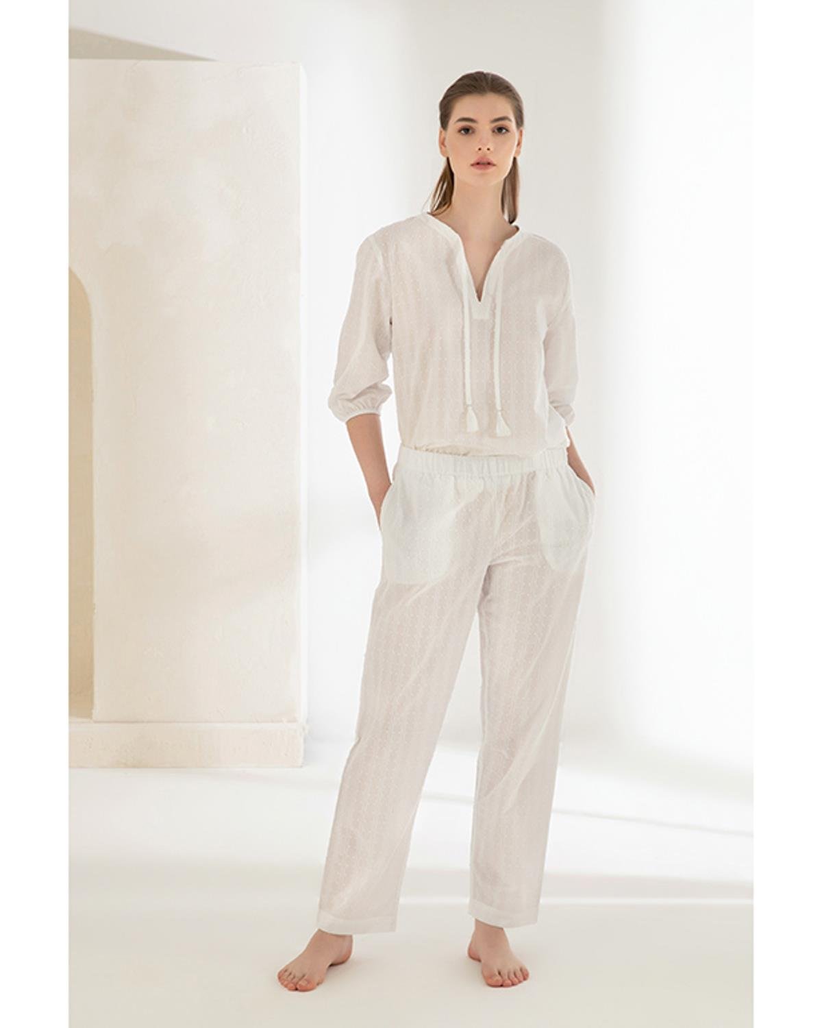 Bianca Комплект Пижама Дамски, Памучен, Бяло, L