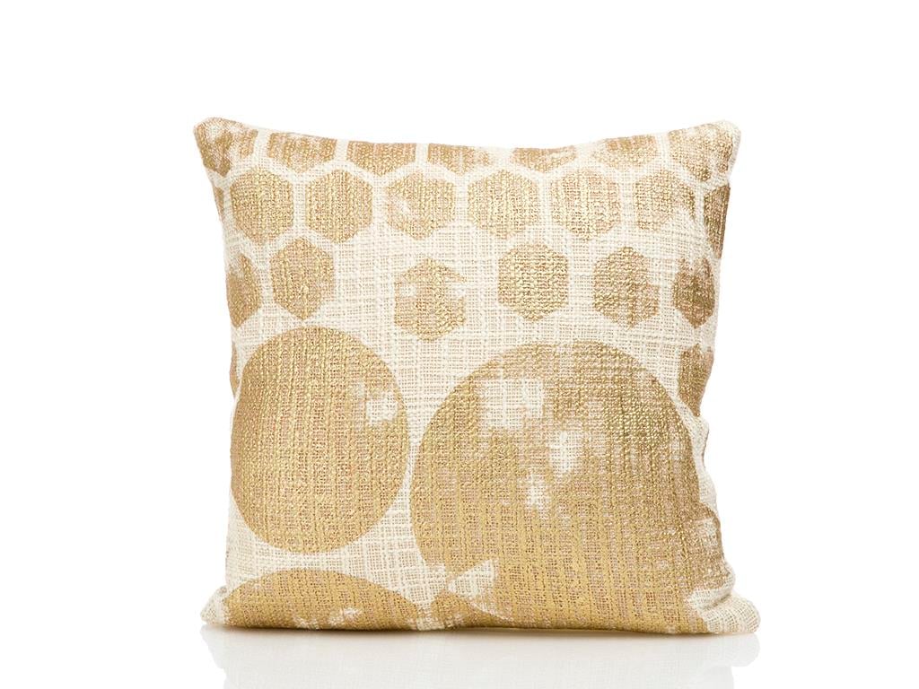 Big Honeycomb ВЪЗГЛАВНИЦА Отпечатано 40x40 cm Ecru-Golden
