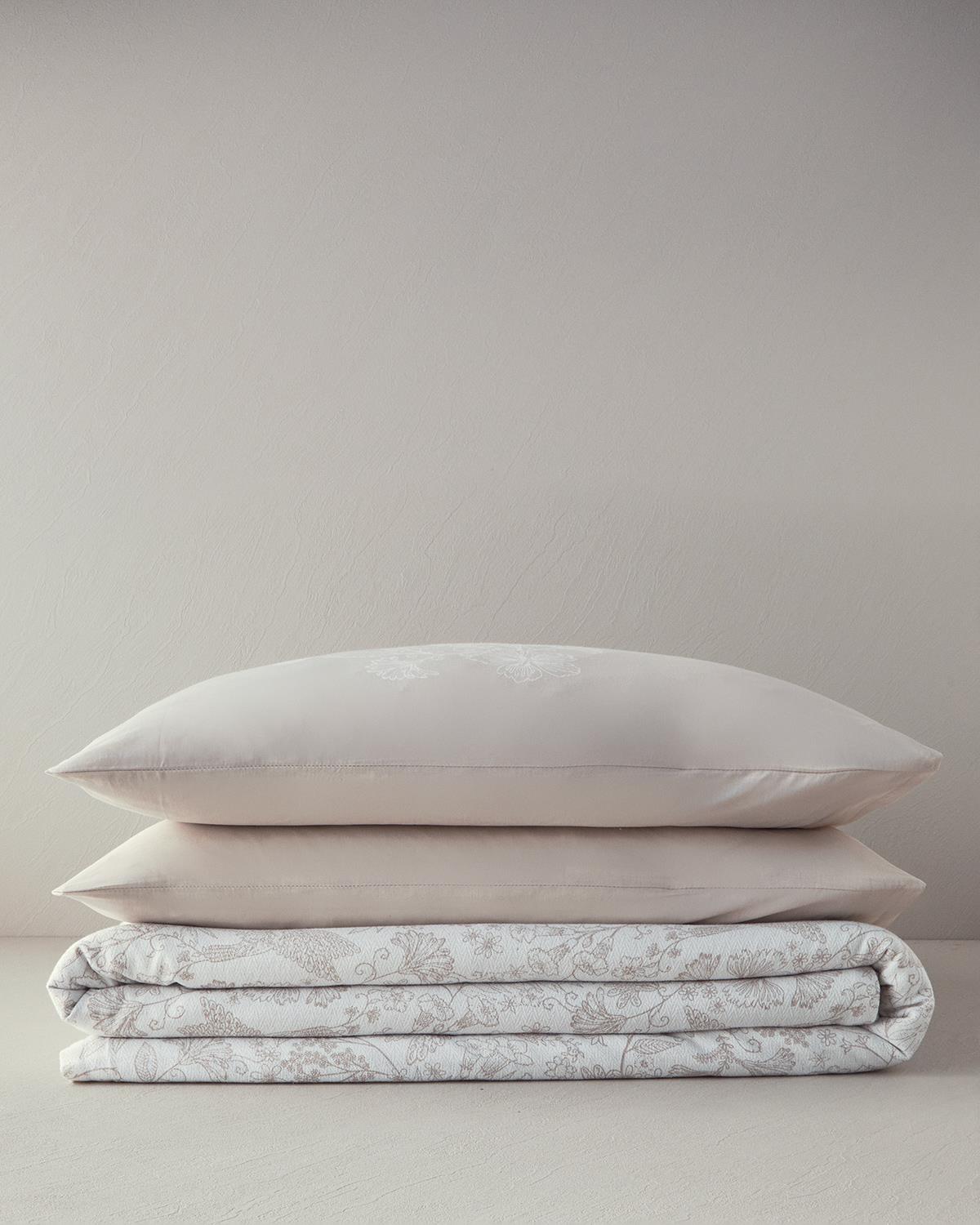 Bird Whisper Printed Double Size Summer Blanket 200x220 cm Beige