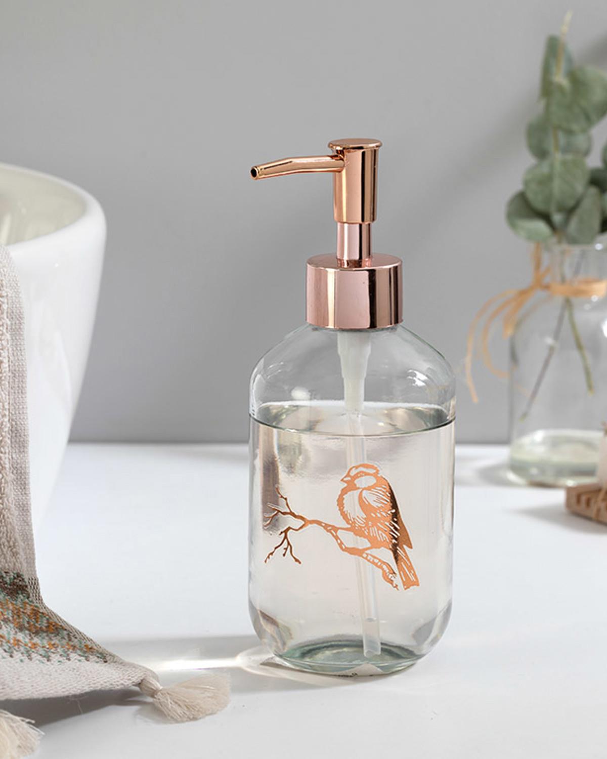 Birdy Дозатор За Течен Сапун За Баня Стъкло 7,2X18,5 см Розово златен..