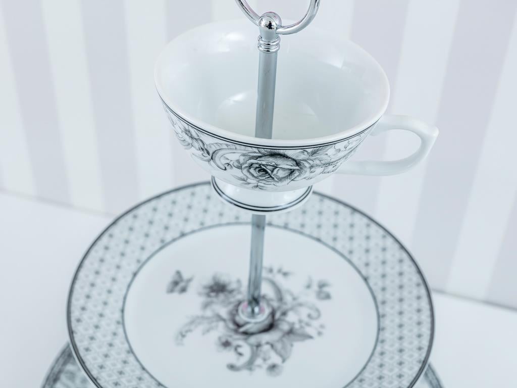 Black Magic СЕРВИЗ НА ЕТАЖИ Две подредени подредени Bone China 20x26 cm Антрацит