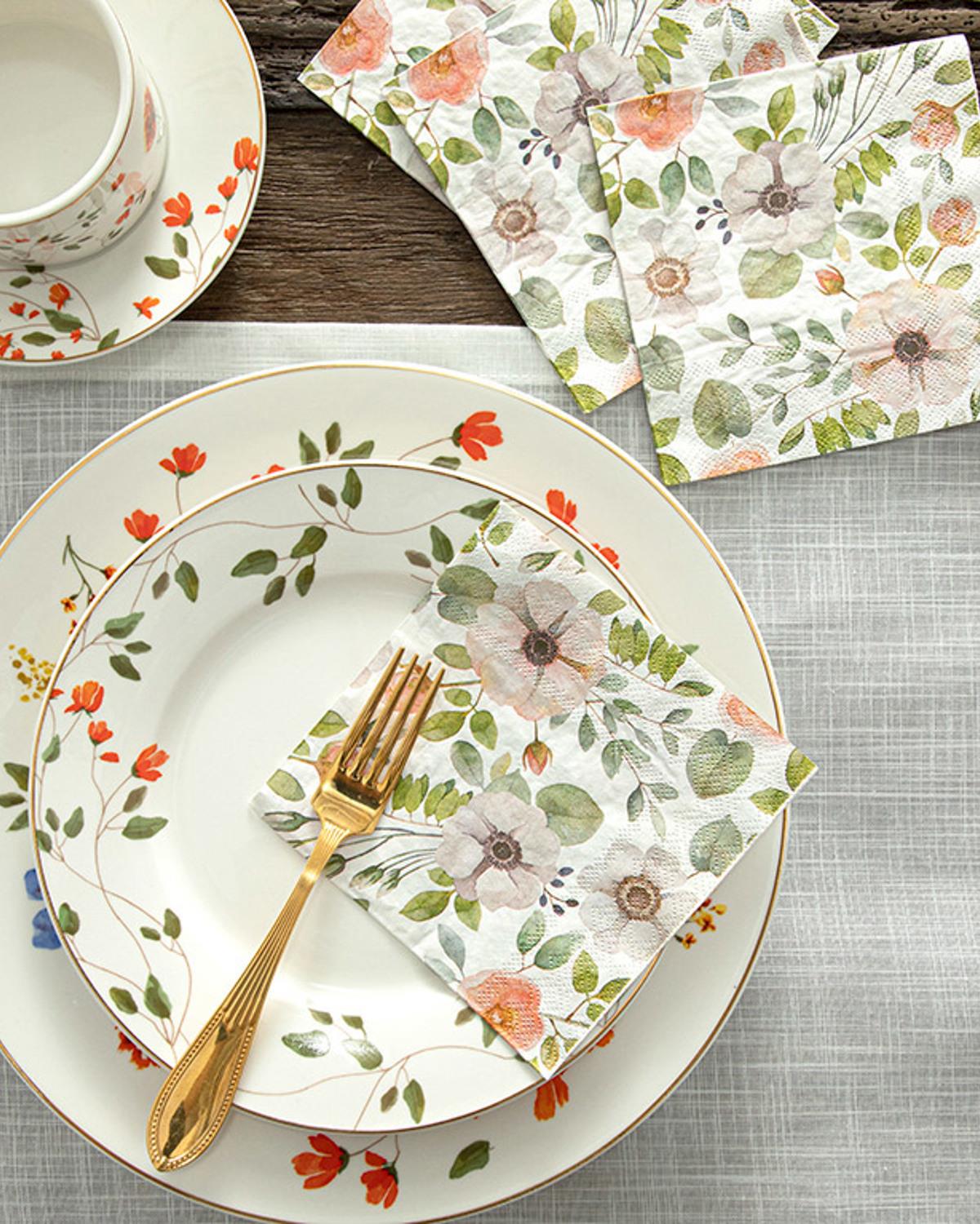 Blossoming Branches  Хартийни Салфетки 20 Бр., Хартия, Бяло, 25 X 25 Cm