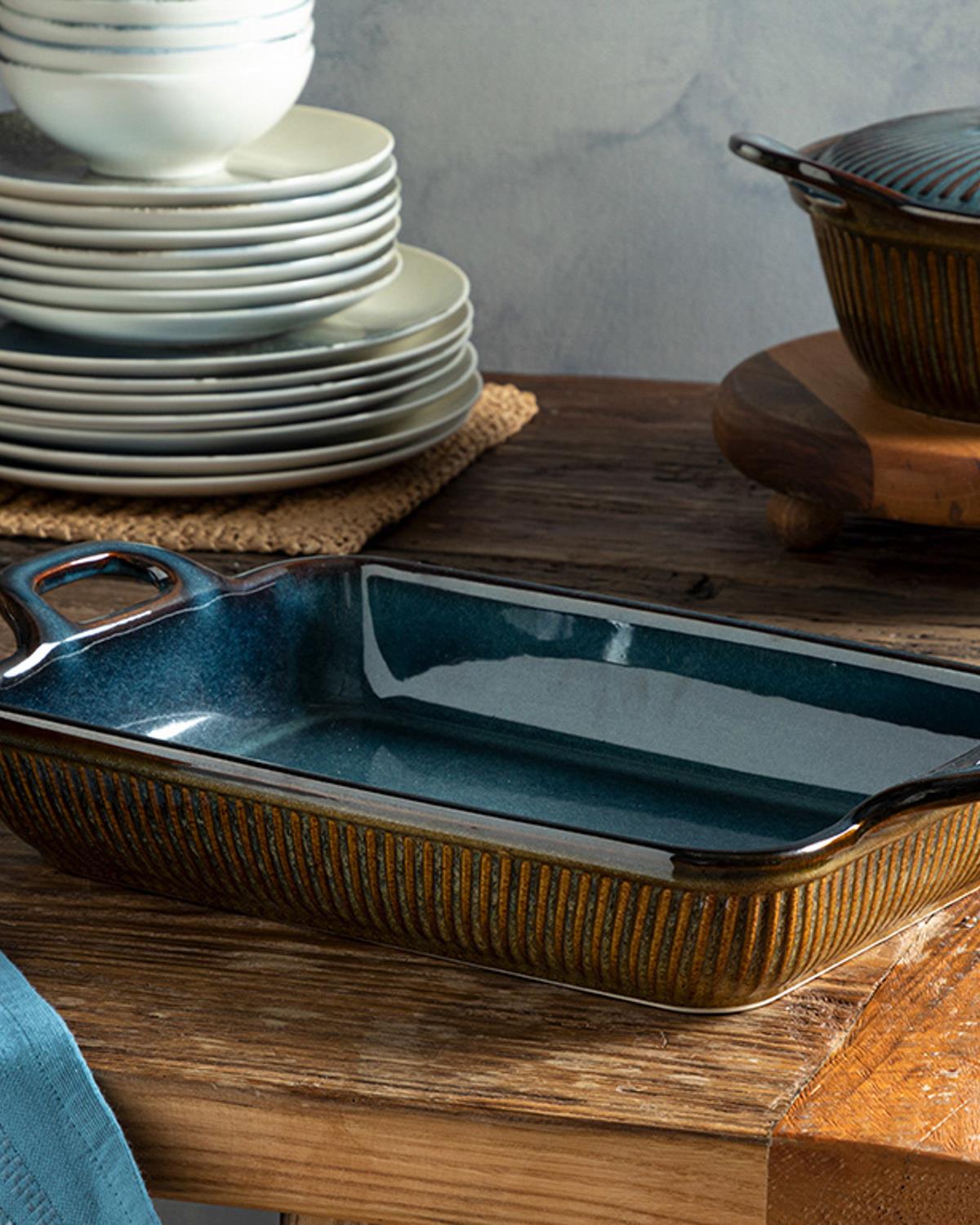 Blurry Тепсия За Фурна Stoneware, Синьо-Кафяво, 0