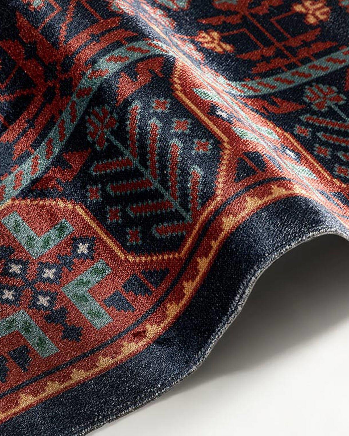 Boho Chic Декоративен Килим Тъкан 120x180 см Бордо - Морскосин