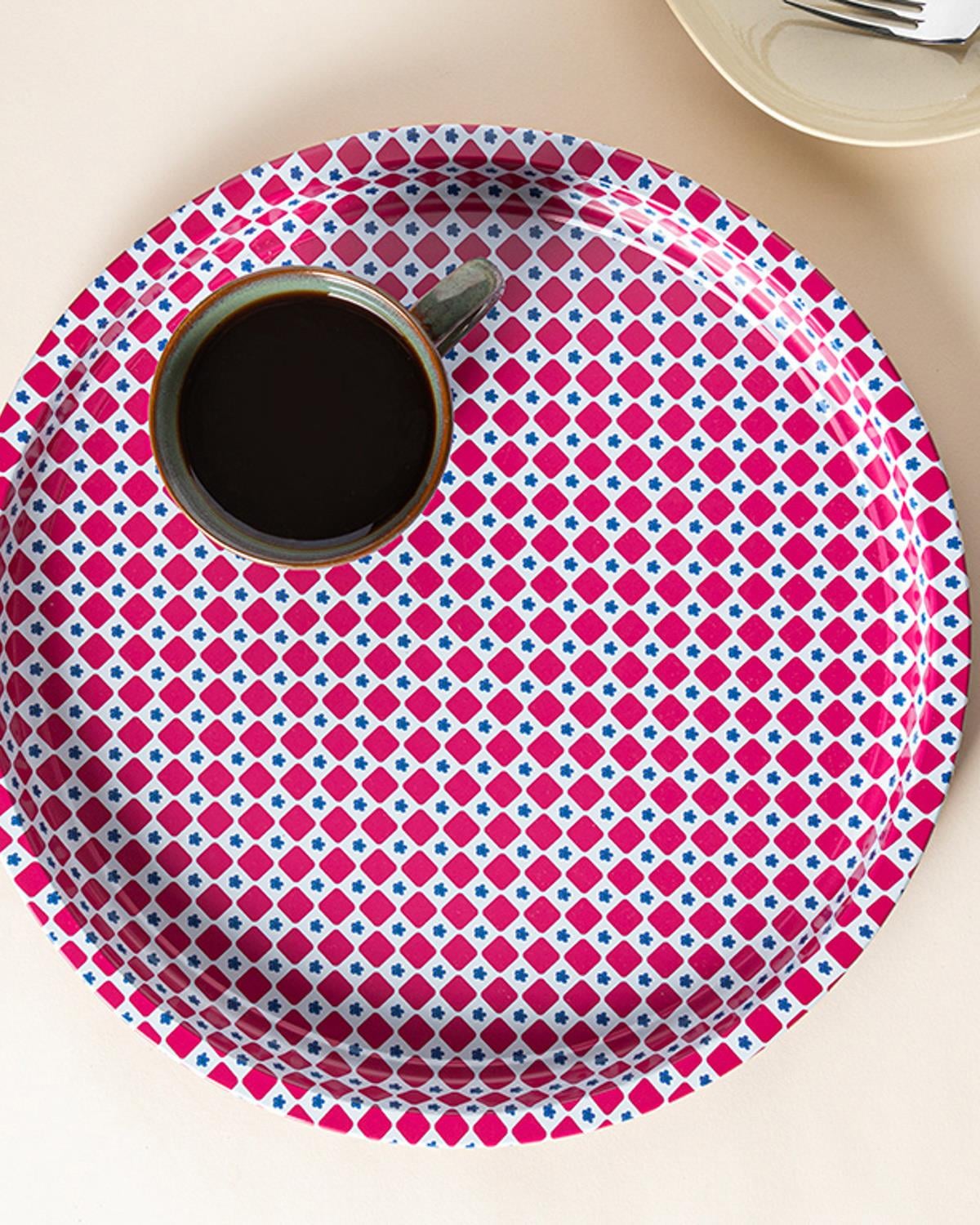 Boho Dream Табла Кръгъл, Метал, Розово, 34 Cm