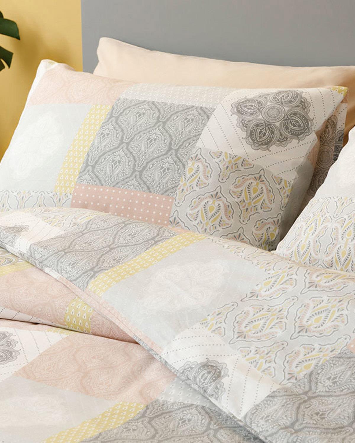 Boho Patch Спален Комплект Единичен Памук 160x220 см Сив