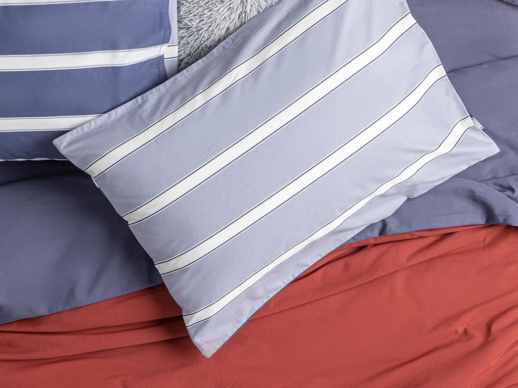 Bold Stripe Cotton 2 pcs Pillow Case 50x70 cm Blue