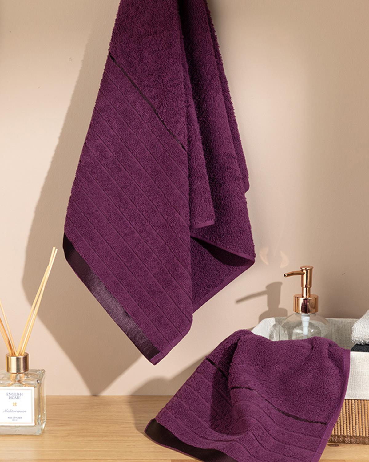 Bold Stripe Кърпа За Лице Нищелков 50x80 см Виолетов..