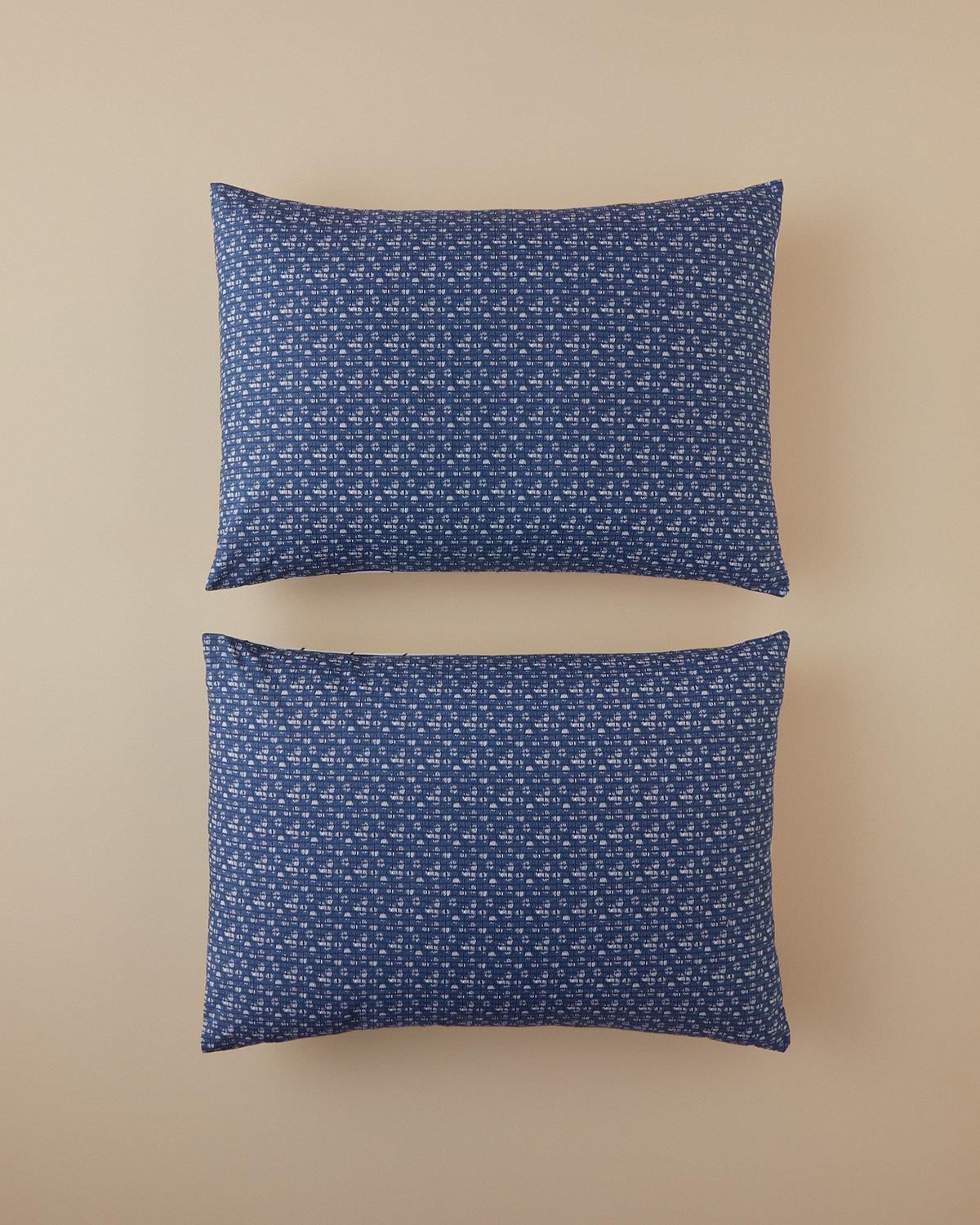 Border Check Калъфка За Възглавница 2 бр. Лесно за гладене 50x70 см Морскосин