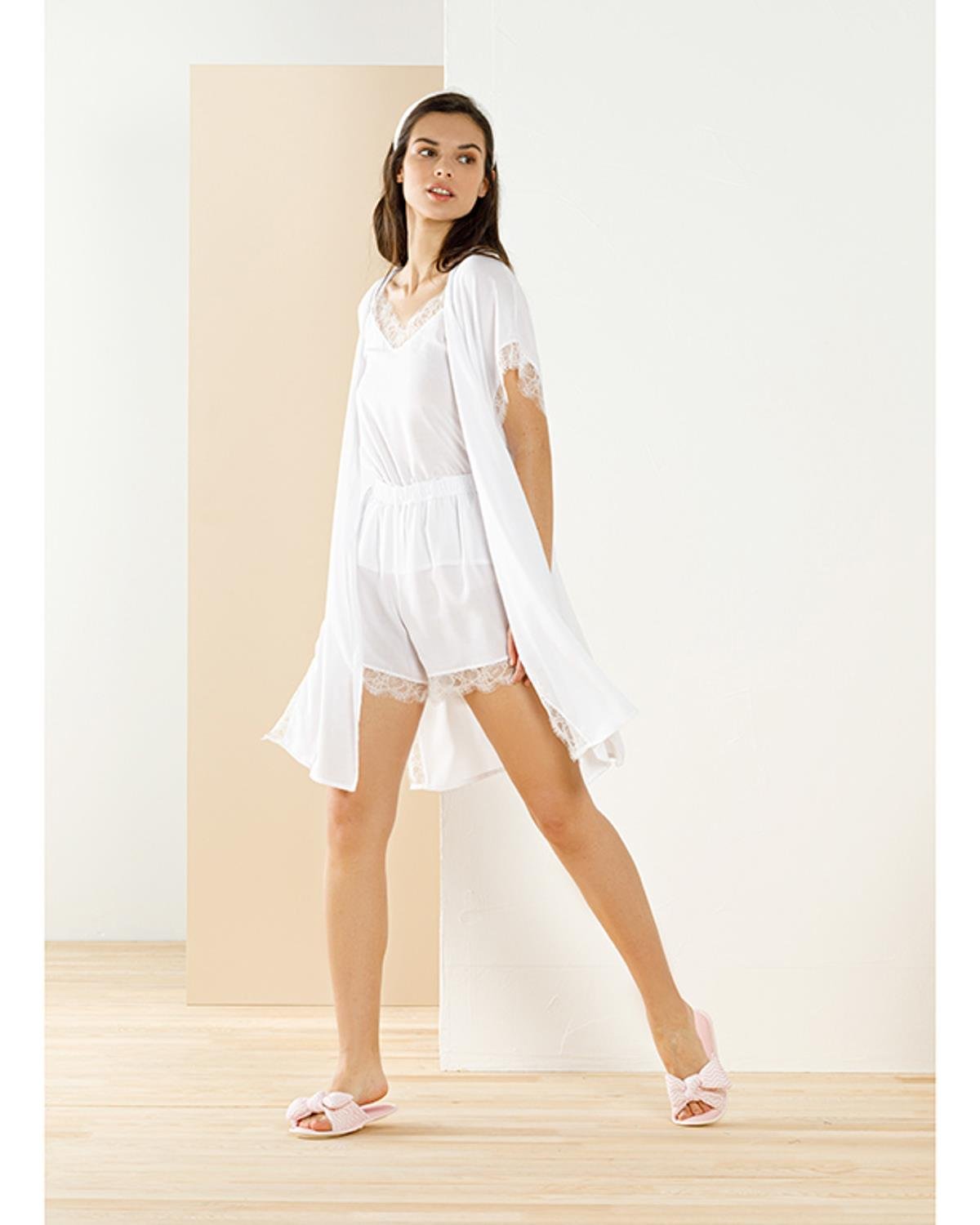 Bride Халат Вискоза S-M Бял