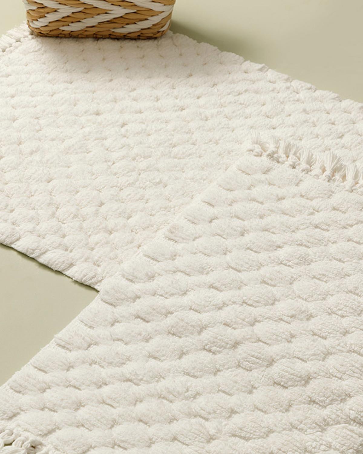 Bubbles Постелка За Баня Ко 2Бр., Памучен, Екру, 60 X 90 + 40 X 60 Cm