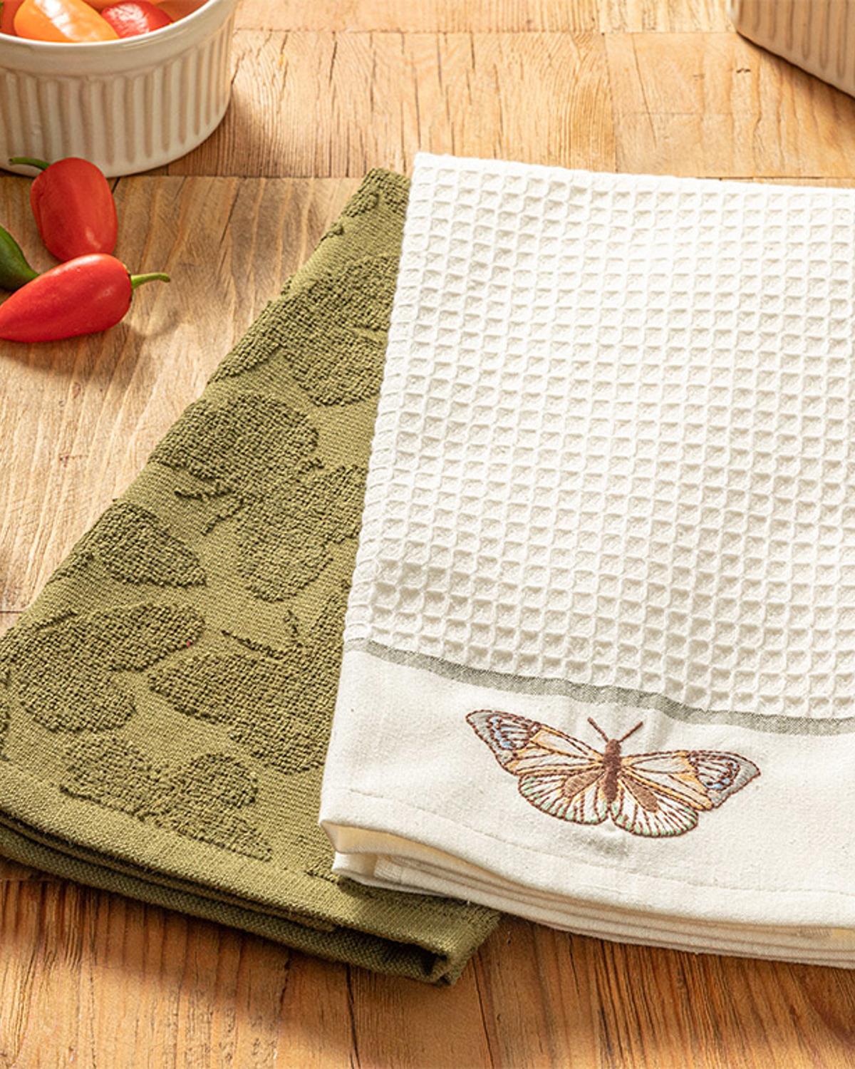 Butterfly Кърпа За Сушене 2 бр. Памук 40x60 см Зелен