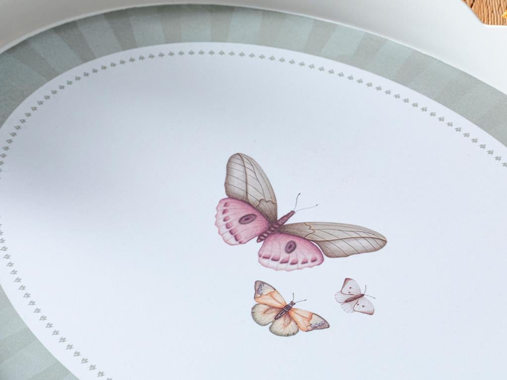 Butterfly ТАБЛА Овална форма Меламин 41x29 cm Gray