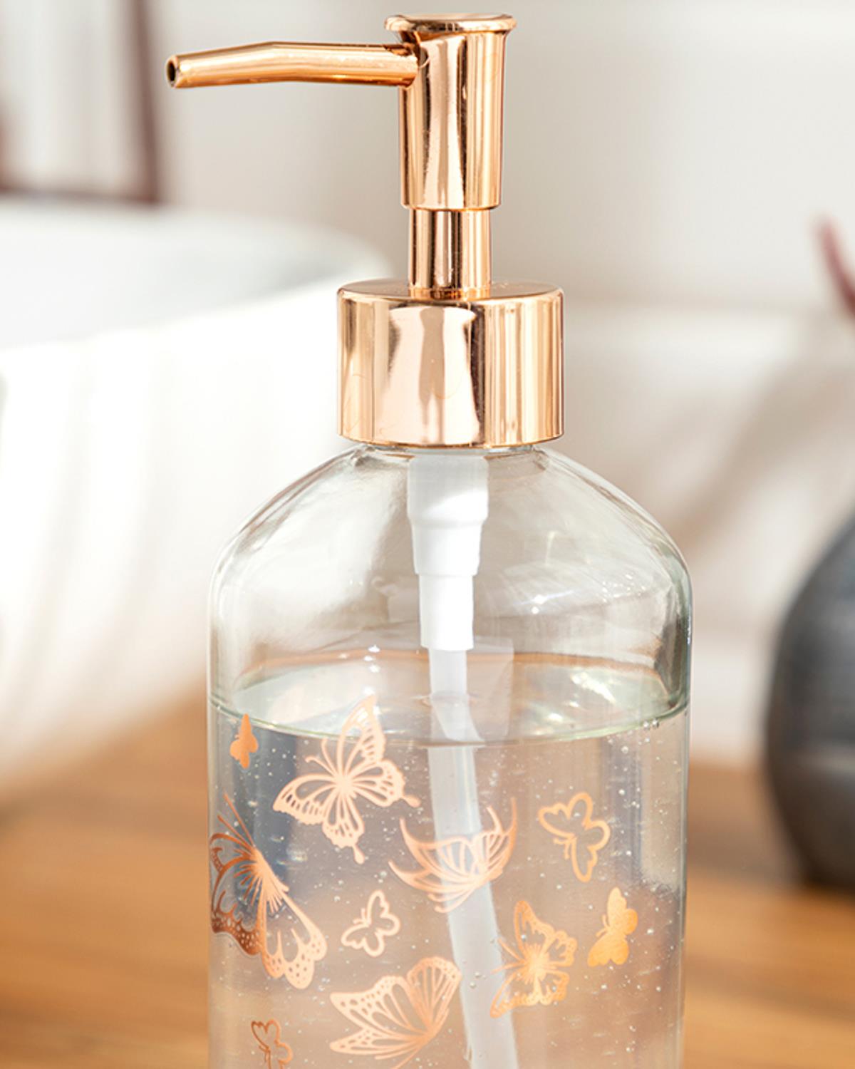 Butterfly Дозатор За Течен Сапун За Баня 7x19 cm Розово златен..