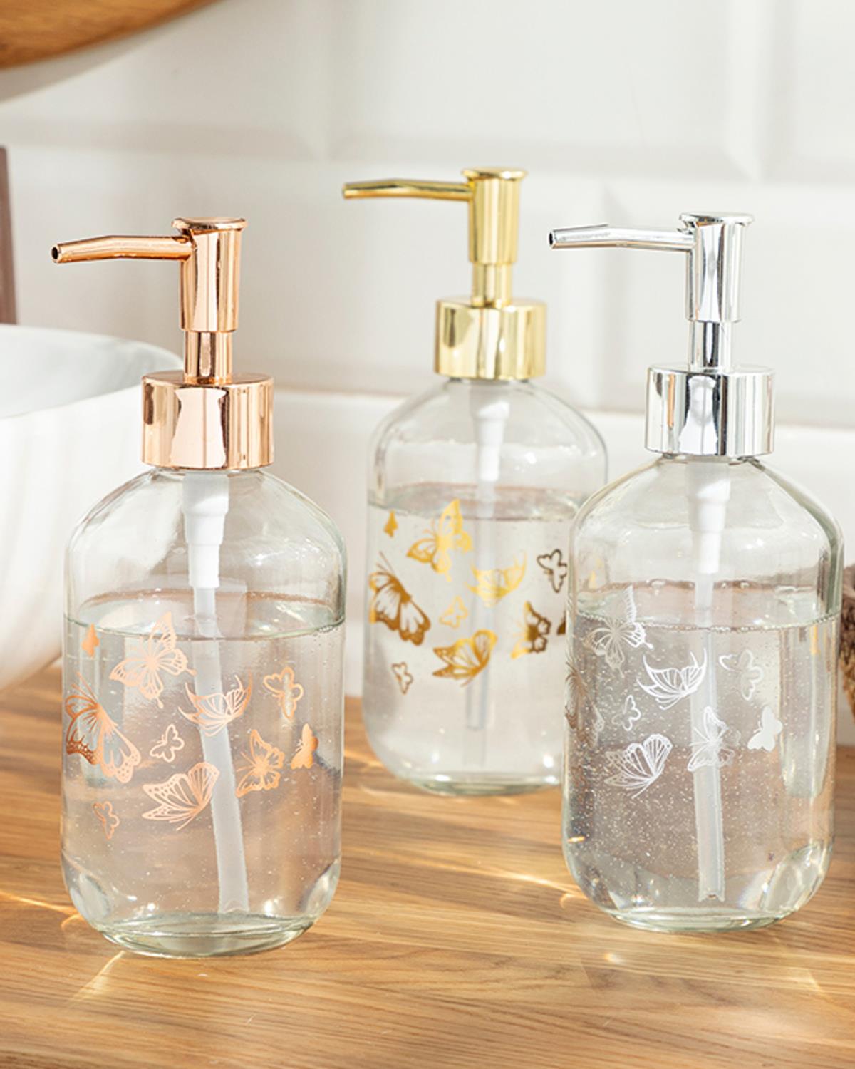 Butterfly Дозатор За Течен Сапун За Баня 7x19 cm Розово златен..