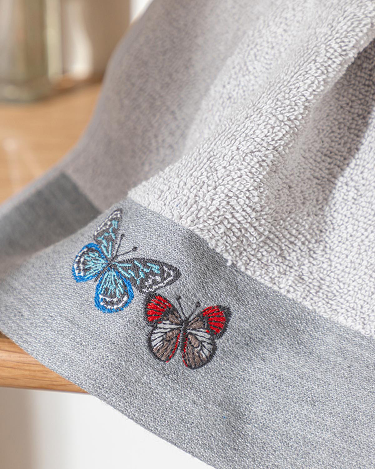 Butterfly Effect Хавлии За Ръце Бродирани, Сиво, 30 X 45 Cm