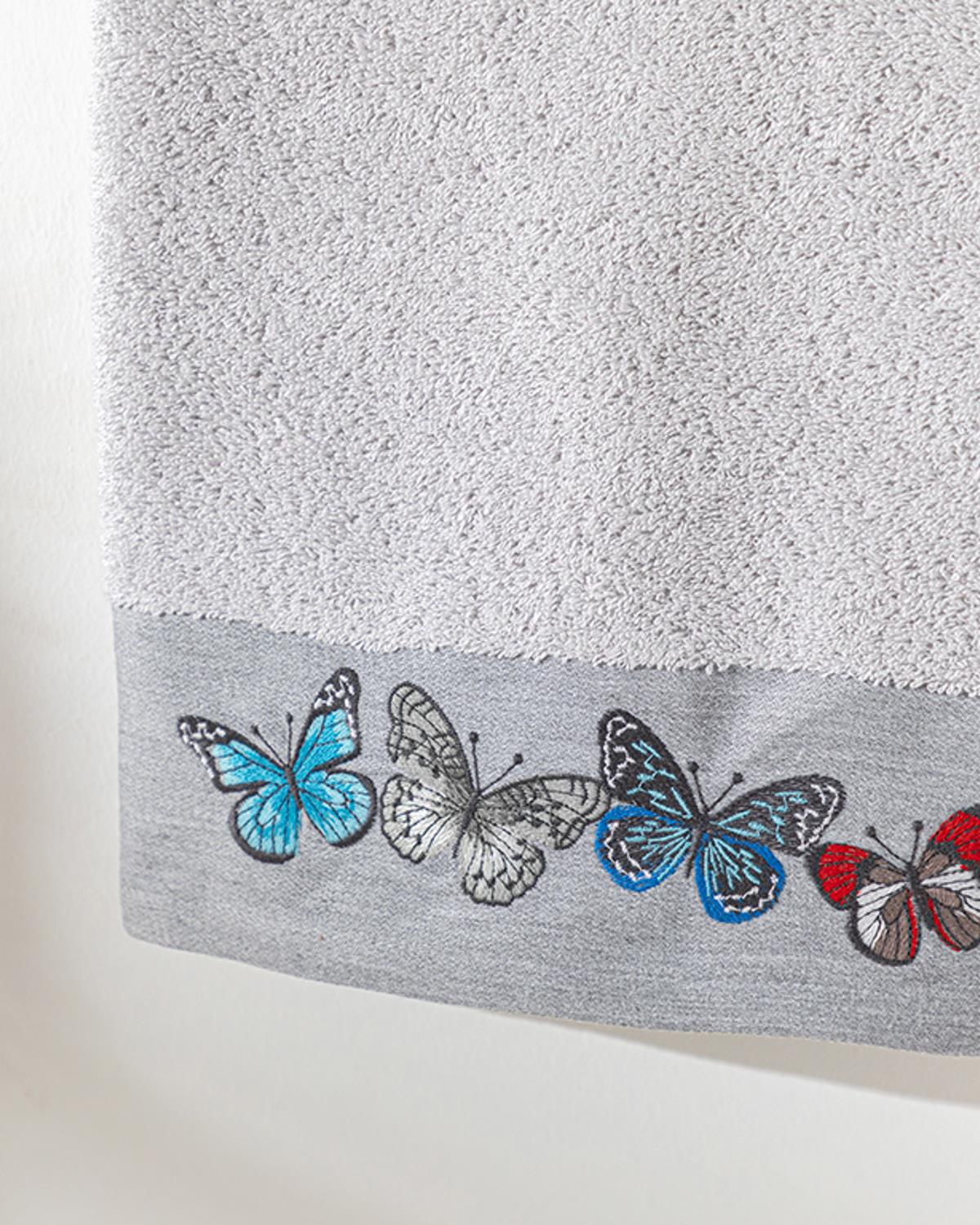Butterfly Effect Хавлия За Лице Бродирани, Сиво, 50 X 80 Cm