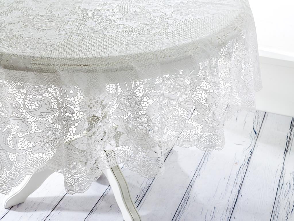 Candy Покривка за Маса Кръгла Винил 178 cm White