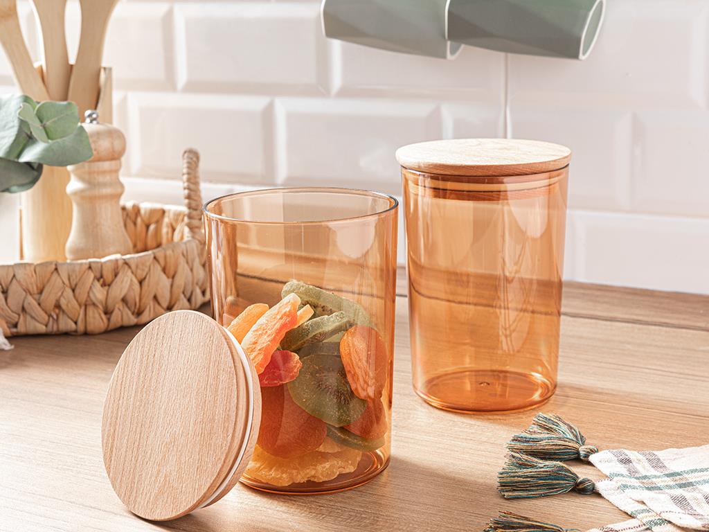 Carlisa Кутия За Съхранение 2 бр. Пластмаса 900 мл Кехлибар