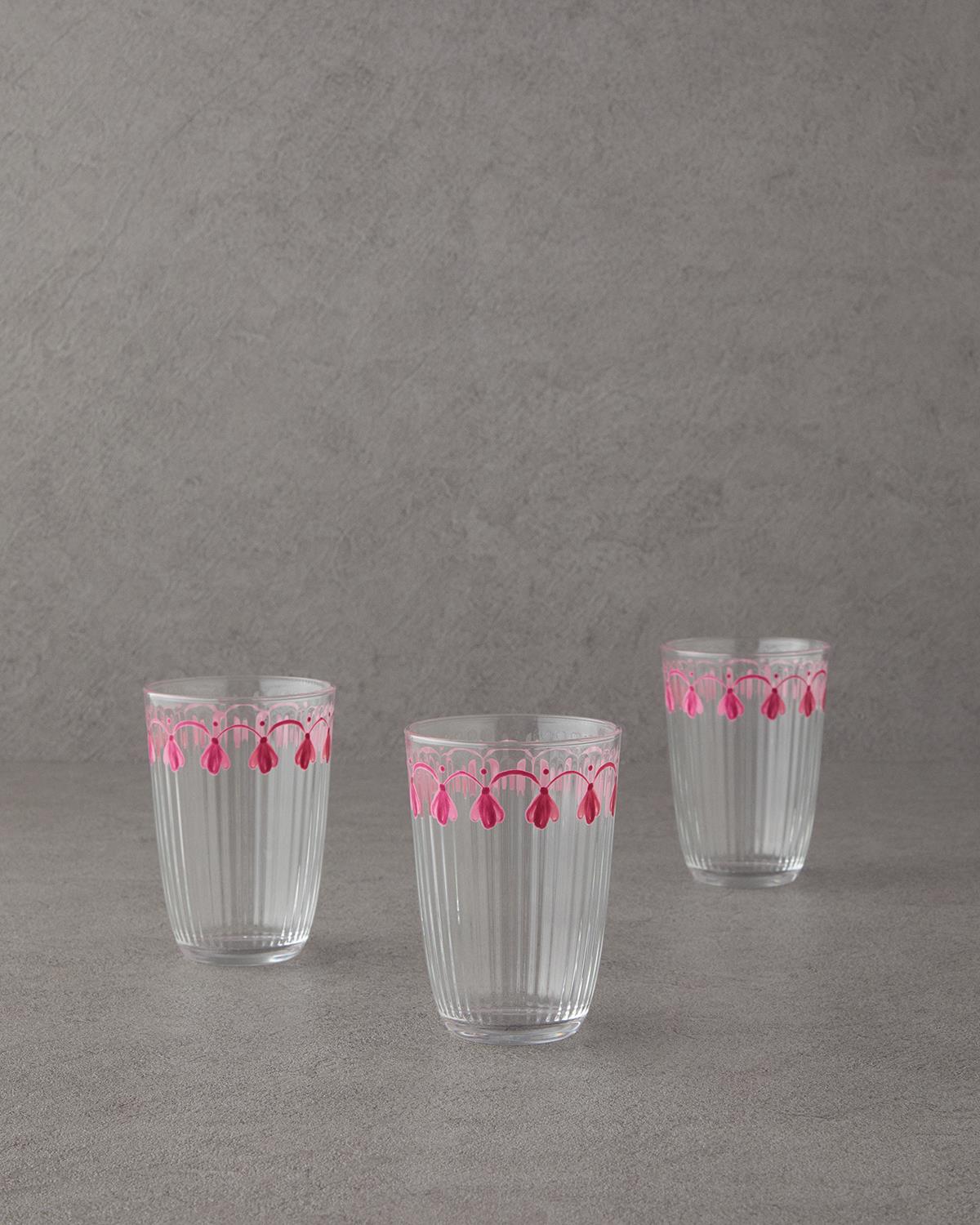 Carnival Drip Чаша 3 бр. Стъкло 395 мл Розов