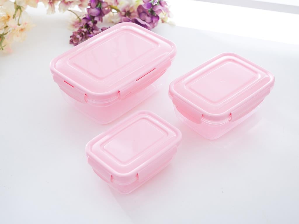 Cassandra КУТИЯ ЗА СЪХРАНЕНИЕ 3 бр. Пластмасов 0,4 - 0,8 - 1,4 L Pink