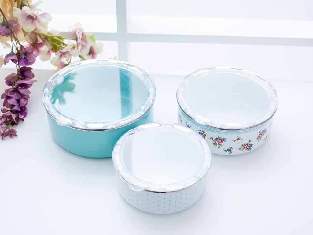 Cassandra КУТИЯ ЗА СЪХРАНЕНИЕ 3 бр. Емайлиран 14 - 16 - 18 cm Mint