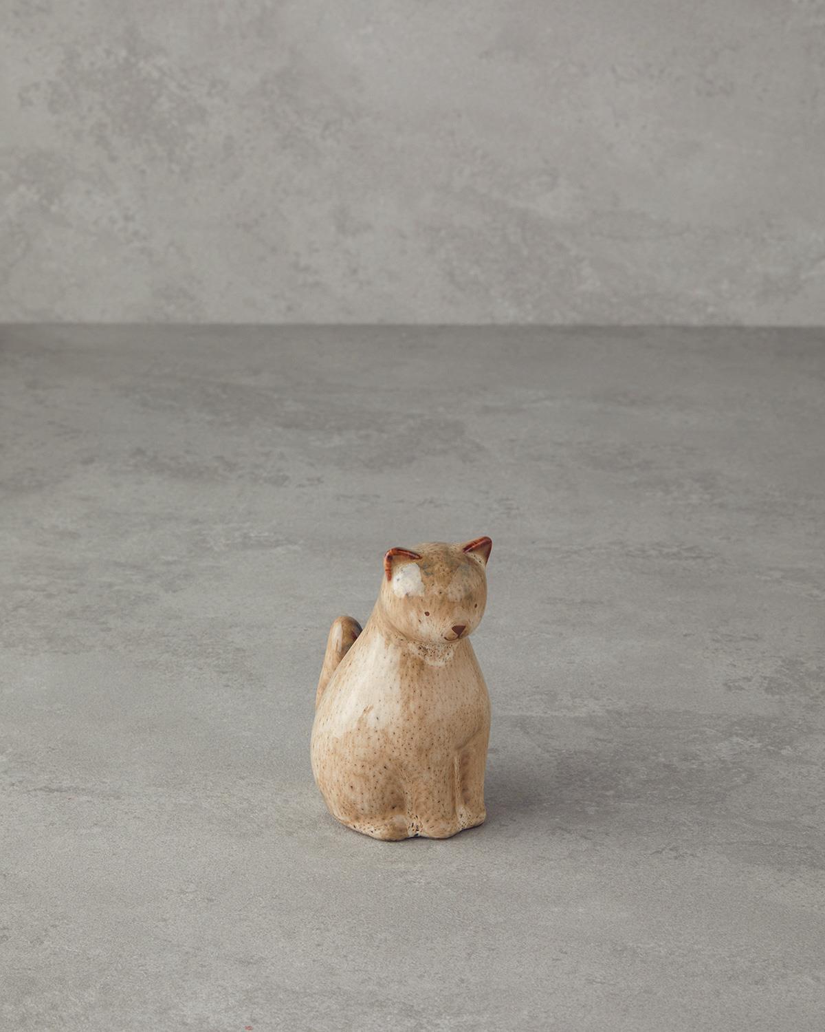 Cats Dolomite Decorative Object 11,5 cm Cream