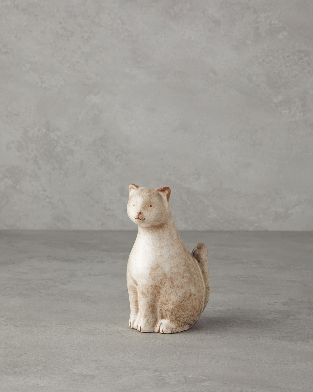 Cats Dolomite Decorative Object 14 cm Cream