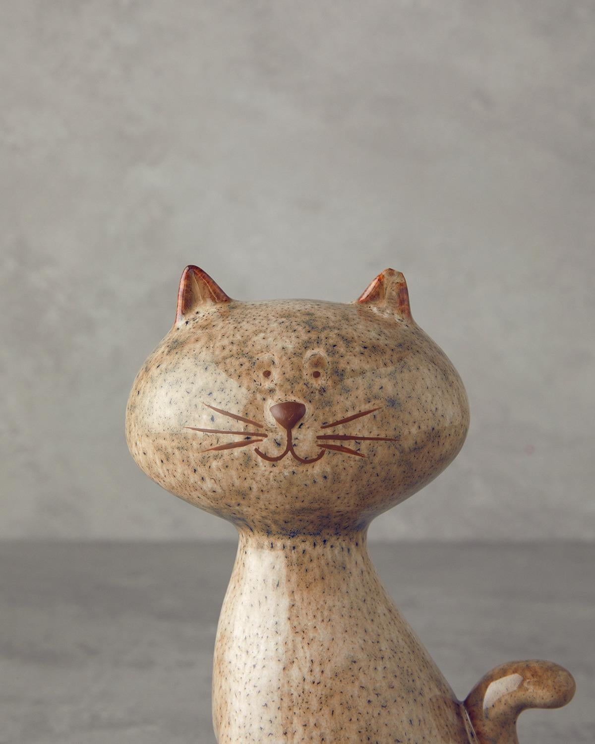 Cats Dolomite Decorative Object 18 cm Cream