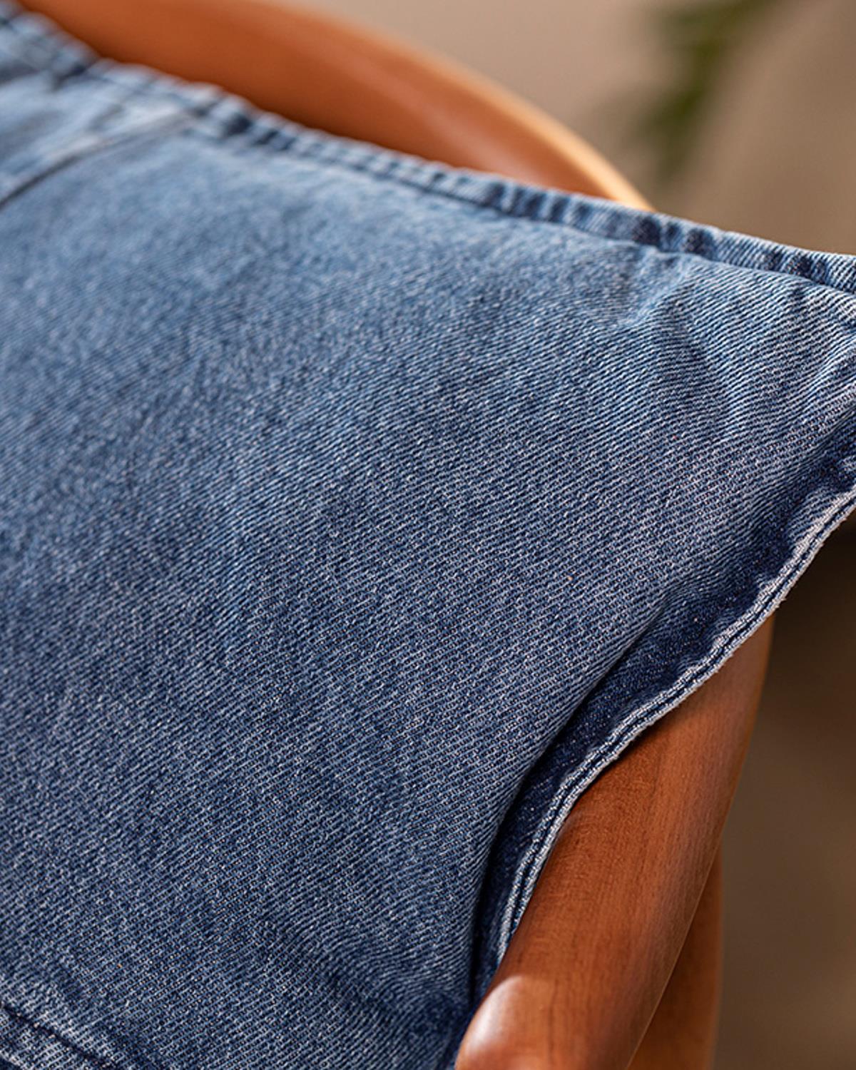 Check Декоративна Възглавница Дънков плат 45x45 см Индиго.