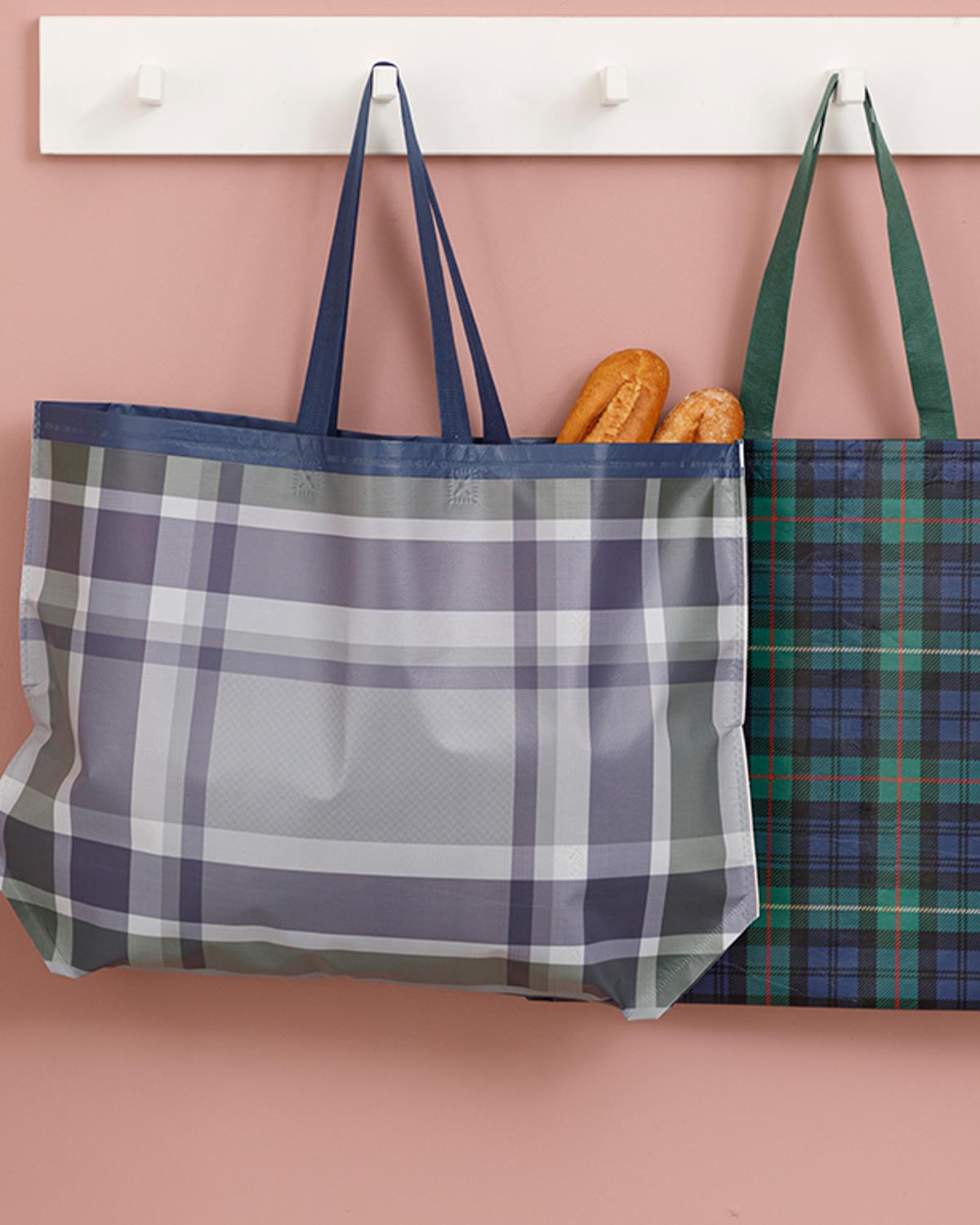 Checked Пазарска Чанта Лилаво, 54,5 X 38 Cm