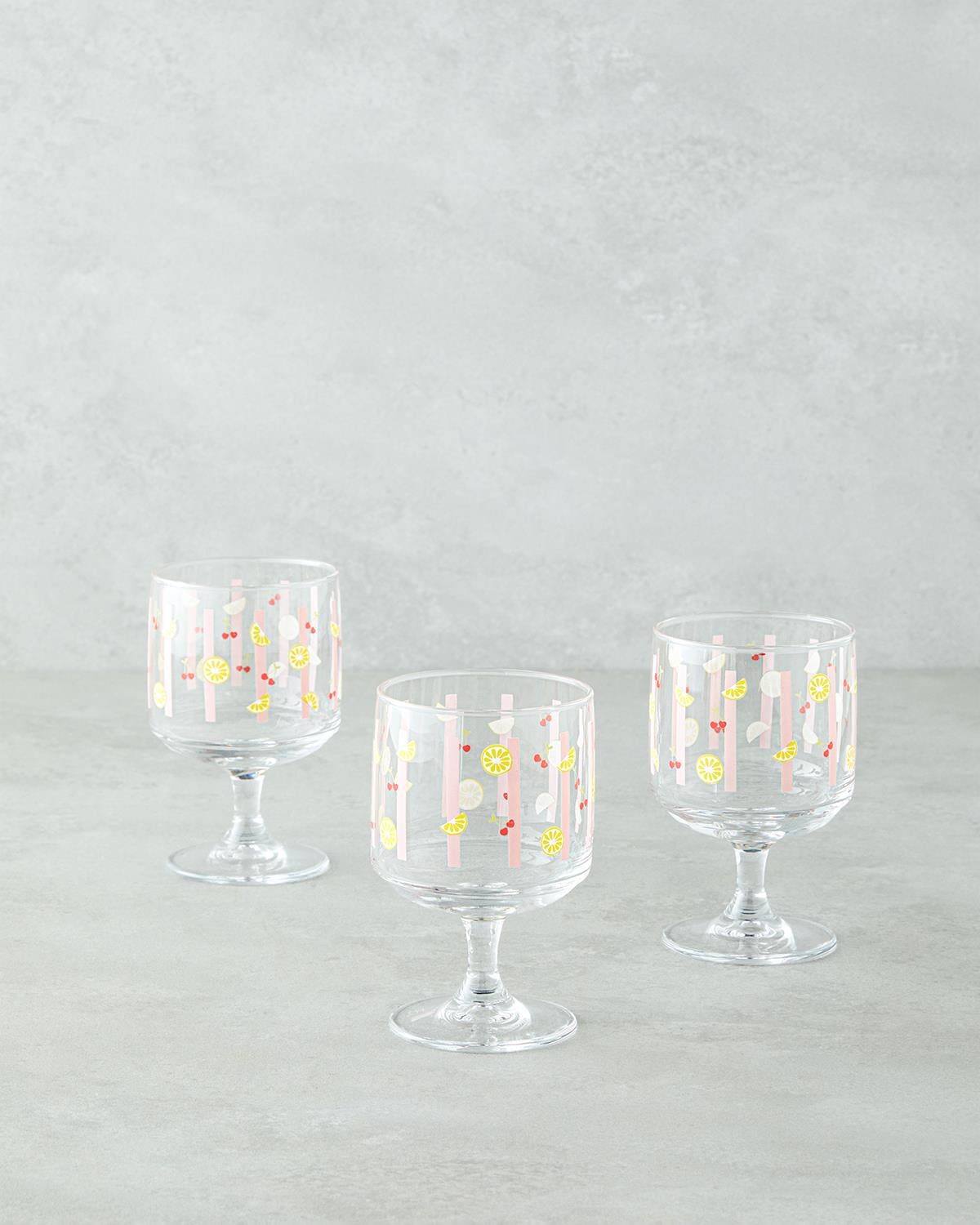 Чаша 3 бр. Стъкло 300 мл Шарен