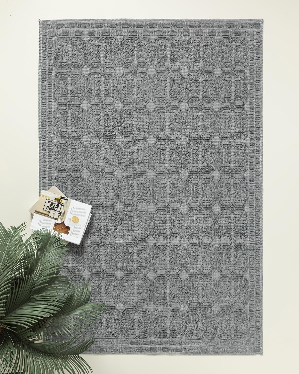 Chester Килим Памучен, Сиво, 80 X 150 Cm