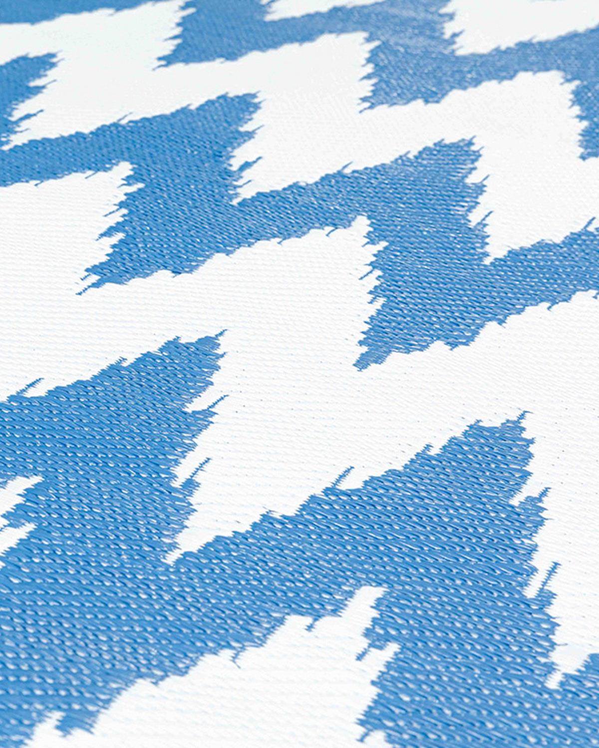 Chevron Външен Килим Полипропилен 90x180 cm Бял - Син