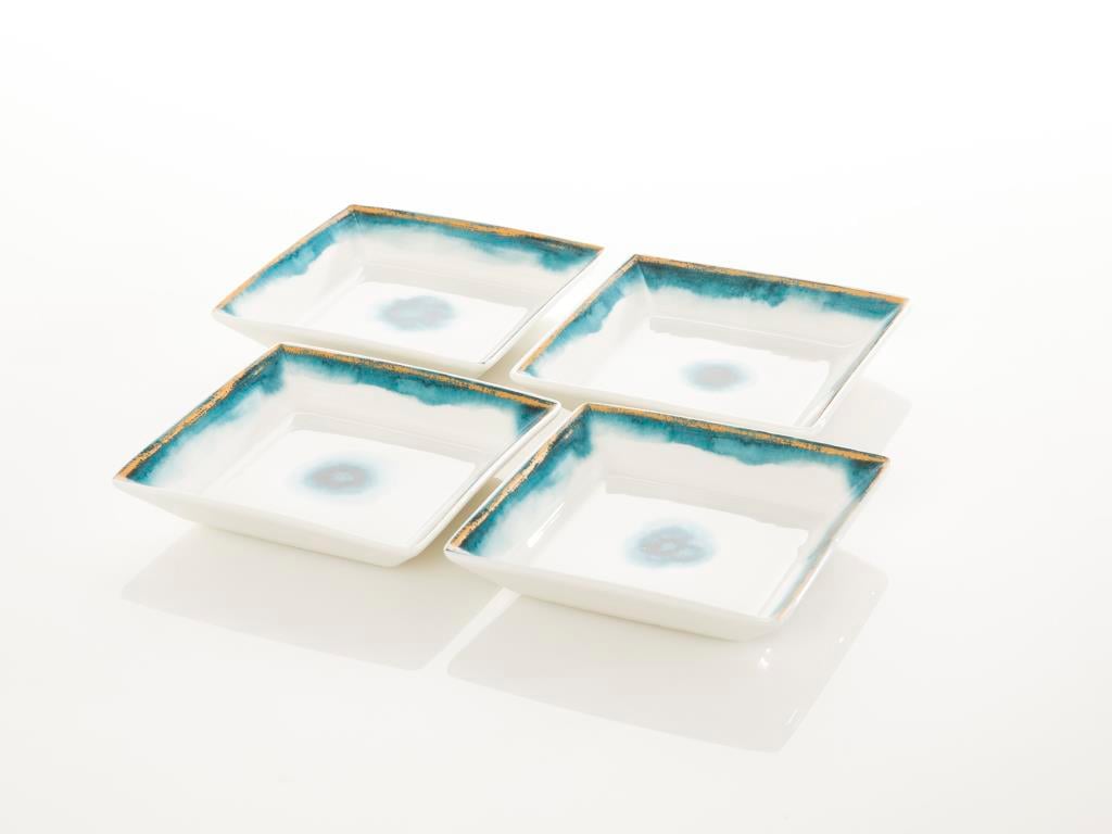 Chic Купички за Ядки 4 Set Bone China 12 cm Blue.