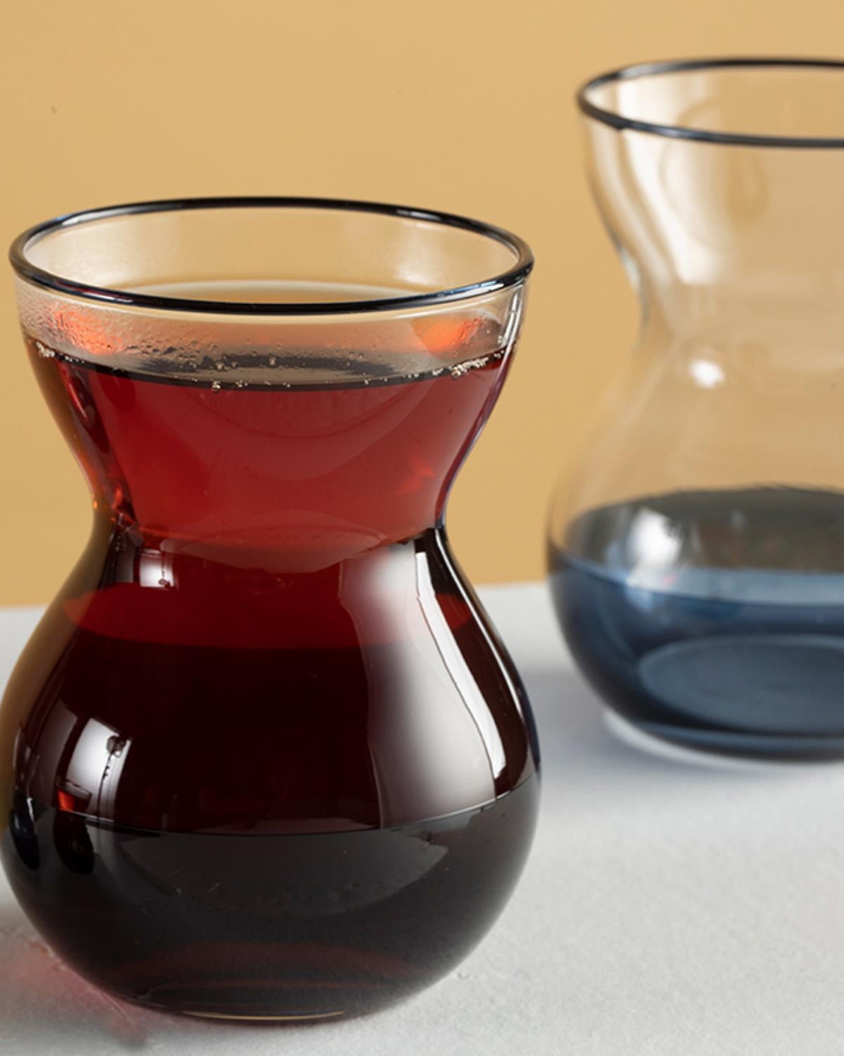 Chic Line Чаена Чаша 4 Бр., Стъкло, Тъмно Синьо, 140 Ml