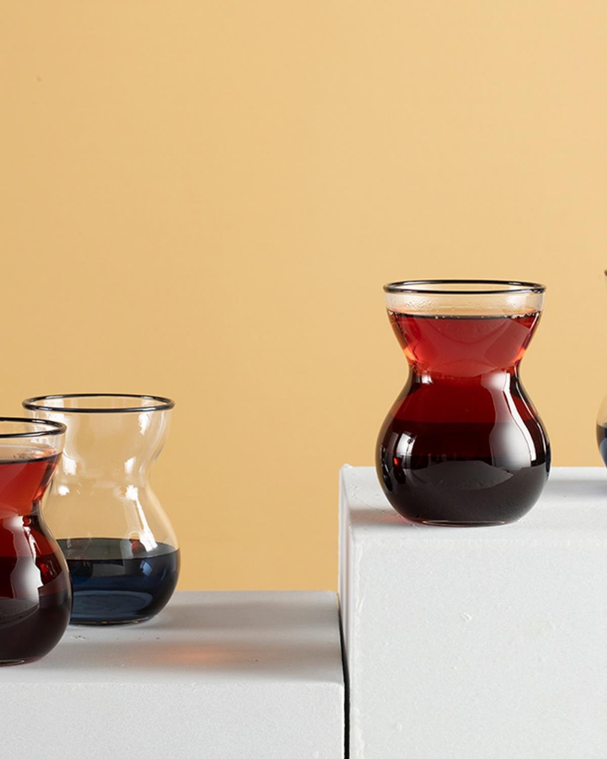 Chic Line Чаена Чаша 4 Бр., Стъкло, Тъмно Синьо, 140 Ml