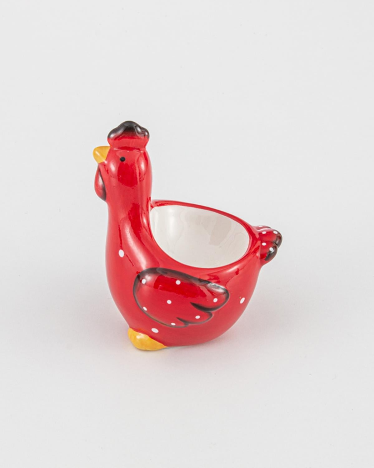Chick Heart Поставка За Яйца Керамика, Червено-Бяло, 10 X 8 X 9.5 Cm
