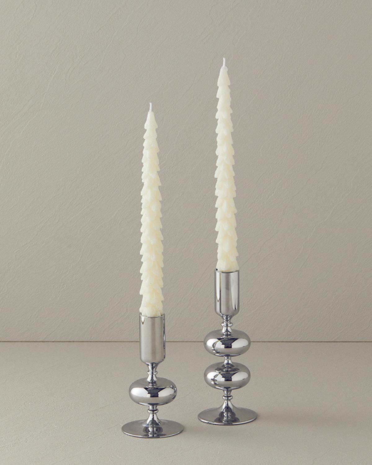 Christmas Tree 2 pcs Candle Ecru