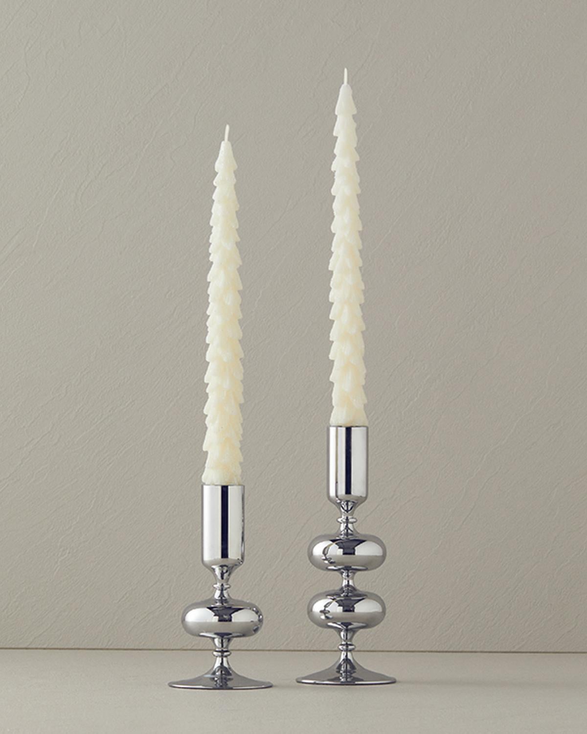 Christmas Tree 2 pcs Candle Ecru