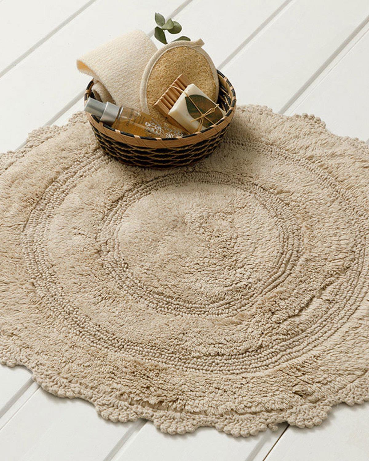 Circles Kombin Постелка За Баня Памучен 60x60 cm Каменно сив..