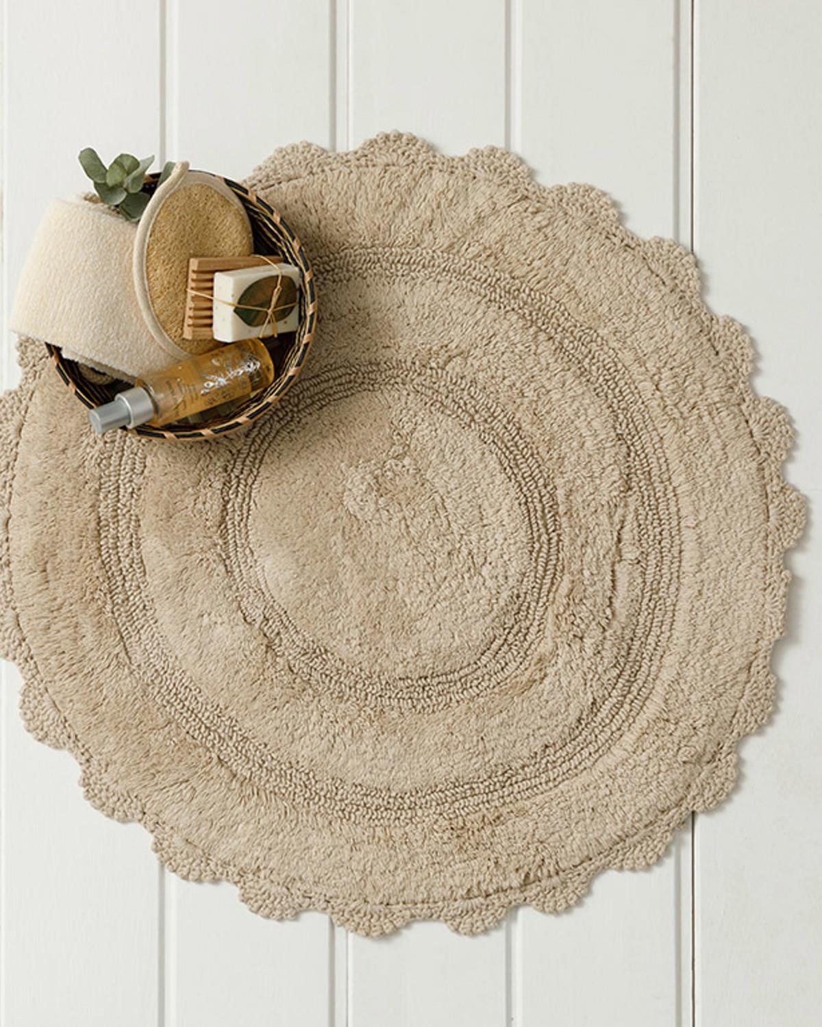 Circles Kombin Постелка За Баня Памучен 60x60 cm Каменно сив..