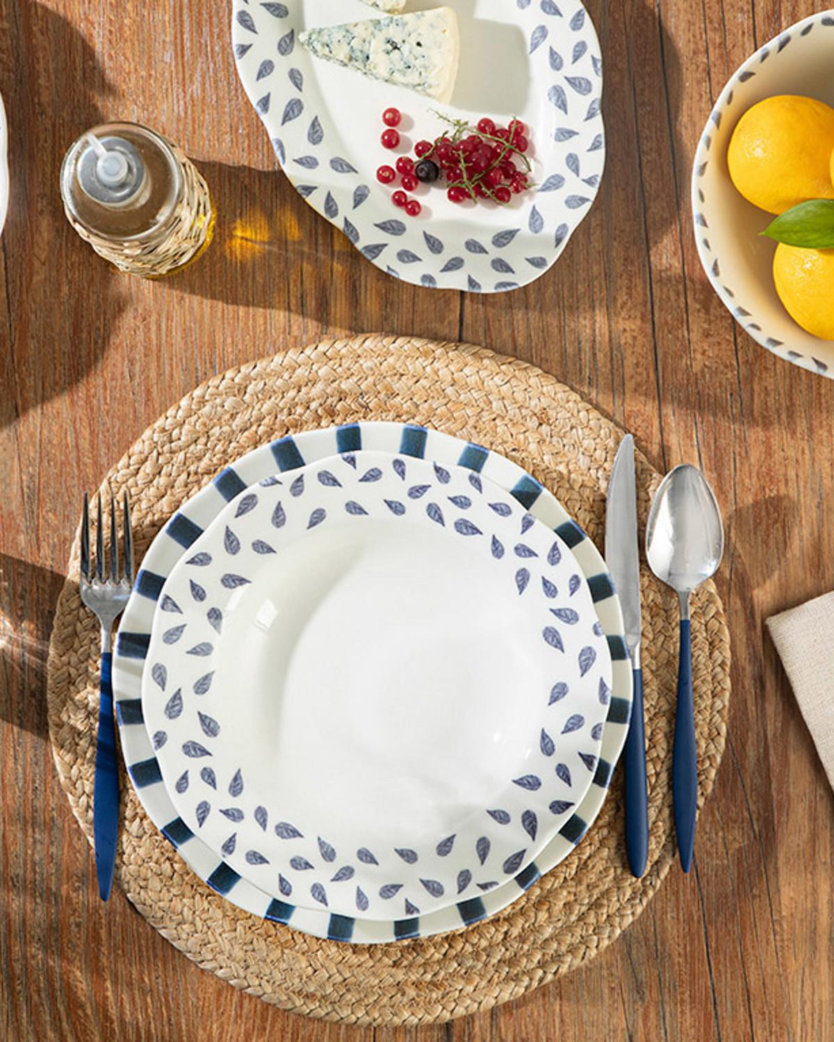 Clover Dots Подложна Чиния За Сервиране Порцелан 27 см Бял - Син